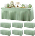Wish Care 6 Pack Sage Green Spandex Table Clothes for 6 Foot Rectangle Tables, 6FT Wrinkle Free Fitted Tablecloths Ruffles Design Table Cloth for Party, Banquet, Wedding and Events by WishCare