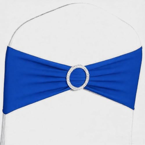 50 Pack Royal Blue Chair Sashes, Blue Chair Bands with Buckle Slider, Chair Bows for Party Wedding Birthday Decor by JFDYDM