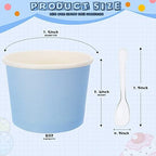 Cunhill 100 Pieces 8 oz Ice Cream Cups with 100 Pieces Spoons Ice Cream Containers Solid Color Disposable Sundae Cups Yogurt Dessert Bowls Party Supplies for Baby Shower Birthday Party (Blue) - Image 2