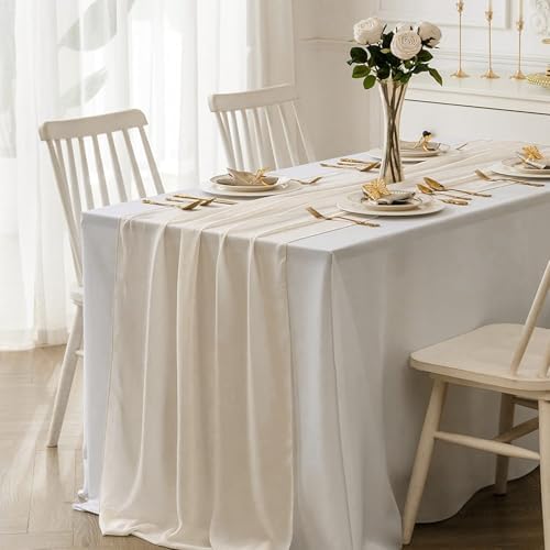 Sheer Chiffon Table Runner 35x120 Inches, Ivory 12 Pack - Image 5