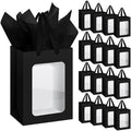 Zhanmai 36 Pcs Kraft Paper Gift Bags with Clear Window Handles, Black by Zhanmai