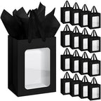 Zhanmai 36 Pcs Kraft Paper Gift Bags with Clear Window Handles, Black by Zhanmai