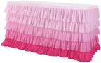 Pink Table Skirt Tutu Table Cloth for Rectangle Table for Baby Shower Birthday Unicorn Party Home Decor Gradient Pink - Image 2
