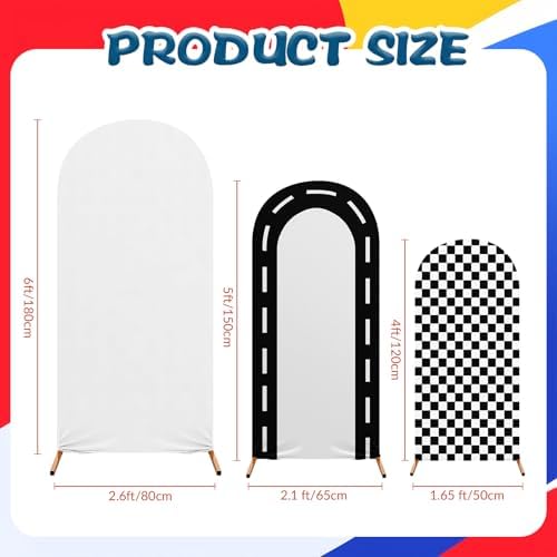 Mindsoft 3 Sets Fast Party Arch Backdrop Cover Racing Backdrop, Black - Image 4