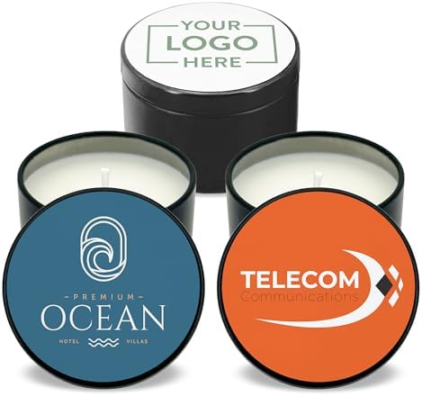Custom Candles, Personalized Candles - 10 Quantity - $2.95 Each - Bulk Candles Promotional Product/Bulk with Your Logo/Customized (Set of 10) (Black Tin), 9512000-CORP by Best+Day+Ever+Spot