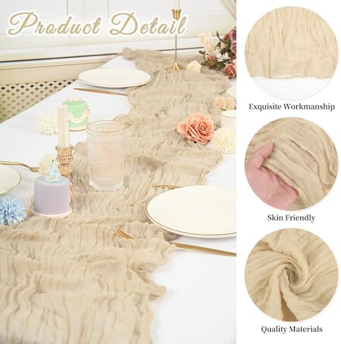 20 Pack Cheesecloth Table Runner 17 x 108 Inch, Beige - Image 3