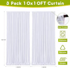 Wokceer White Backdrop Curtain for Parties Backdrop Drapes, 3Pack 10x10FT - Image 2