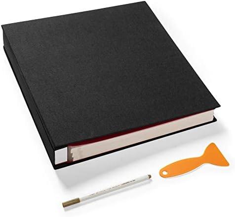 Super Large Photo Album Self Adhesive Scrapbook Album for 4×6 5×7 8×10 10×12 or Bigger Pictures DIY Magnetic Linen Cover Album 80Sheets/160Pages DIY Photo Album(Black) by HoneyTolly