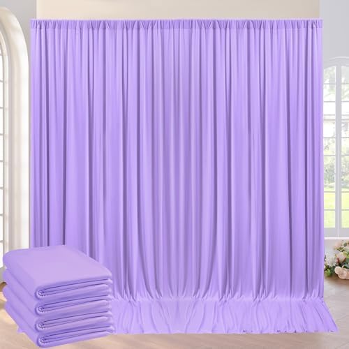 20ft×10ft Wrinkle Free Lavender Backdrop Curtain for Party, 4 Panels 5×10ft Soft Silky Polyester Light Purple Lilac Photo Backdrop Drapes for Birthday Baby Shower Mother‘s Day Wedding Photography by ENJOYYOURPARTY