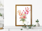 TwoDays Flower Bouquet Handprint Art Craft DIY Kit, Unique Gifts for Mom from Daughter or Son for Mother's Day Birthday Christmas, Gift for Grandma. (Floral-1, Brown) - Image 5