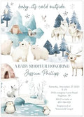 Winter Baby Shower Invitation, Woodland Arctic Animals Polar Bear Penguin Reindeer Igloo Design, Snowy Forest Theme Baby It's Cold Out Custom Printed Invitations by Handmade