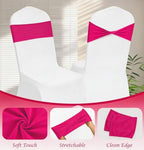 hot Pink Chair Sashes Bows 60Pcs Spandex Chair Sashes Elastic Chair Cover Bands Ties Without Buckle for Wedding Birthday Party Ceremoney Events Decoration - Image 4