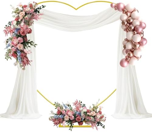 6.7FT Heart Arch Stand for Proposal Heart Shaped Metal Balloon Arch Kit Gold Wedding Heart Arch Backdrop Stand for Ceremony, Valentine's Day, Baby Shower, Birthday Party Decorations by HeyMate