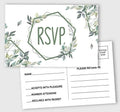 RSVP Postcards (Set of 50) 4"X6" Blank with Mailing Side,RSVP Reply Response Cards for Wedding Greenery Print Return Cards by Inkdotpot