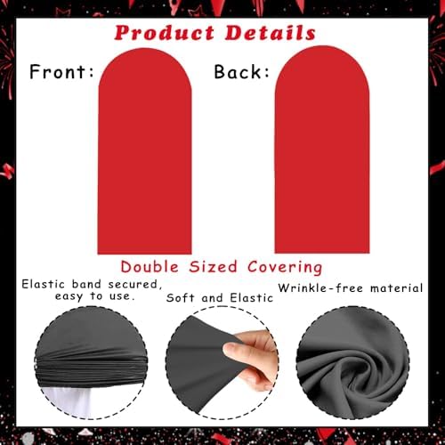 2PCS Black & Red Arch Backdrop Covers for Arch Stand (7.2ft + 6ft) – Spandex Fitted Stand Covers for Weddings Baby Showers Birthday Party Supplies Decor & Photo Booths(Only Cover) - Image 5