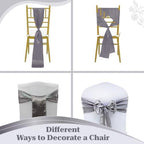 MDS® Pack of 200 Satin Chair Sashes for Wedding & Events – Silver Grey - Image 4