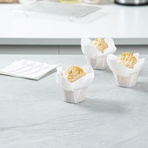 Restaurantware-6 Ounce Daffodil Baking Cups, 200 Oven-Ready Cupcake Liners - Freezable, Disposable, White Paper Muffin Cases, For Wedding Parties, Baby Showers and More - Image 6