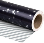 WRAPAHOLIC Reversible Wrapping Paper - 24 Inch X 100 Feet Jumbo Roll Navy and Silver Constellation Print with Metallic Foil Shine, Perfect for Birthday, Party, Baby Shower and More Occasions by WRAPAHOLIC