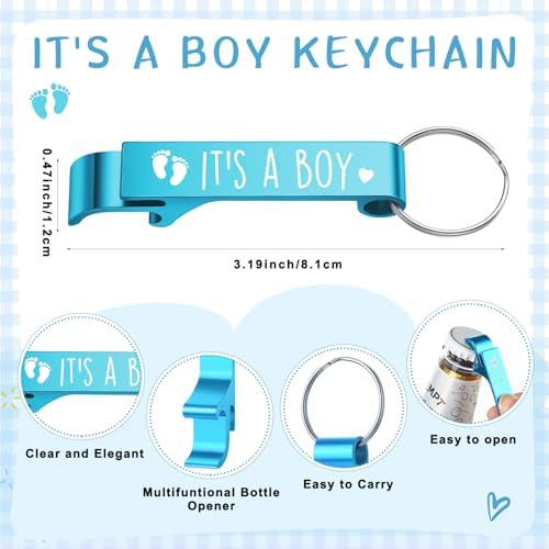Blushtier 25 Sets Baby Shower Shot Glass Bottle Opener, Boy - Image 2
