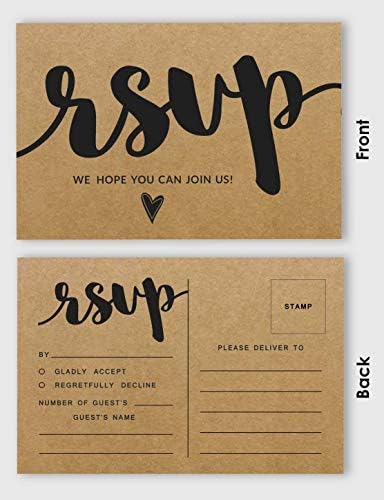 50 Blank RSVP Postcards Rustic Kraft Script Style Print 4"X6" Response Cards,RSVP Reply Card for Wedding,Bridal Shower,Baby Shower - Image 3