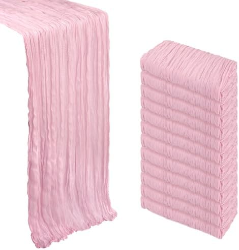 12 Pack 23 x 120 Inch Pink Table Runner 10Ft Cheesecloth by Heneger