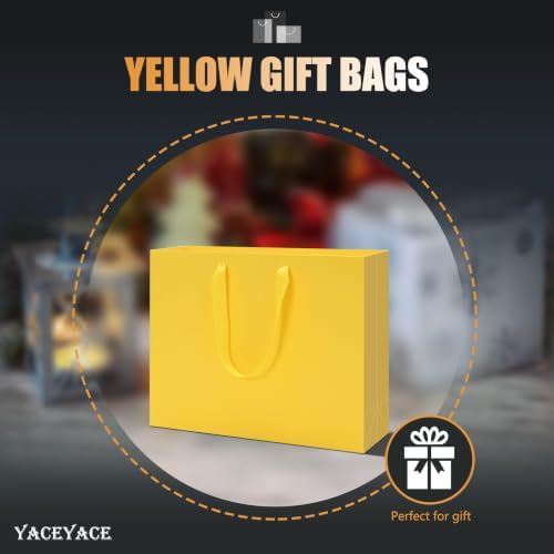 YACEYACE Yellow Gift Bags Bulk, 20 Pack Yellow Gift Bags with Handles - Image 3