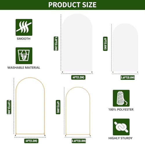 2 Pack Arch Backdrop Stand and Cover Set (7.2FT/6FT), Balloon Arch Stand - Image 4