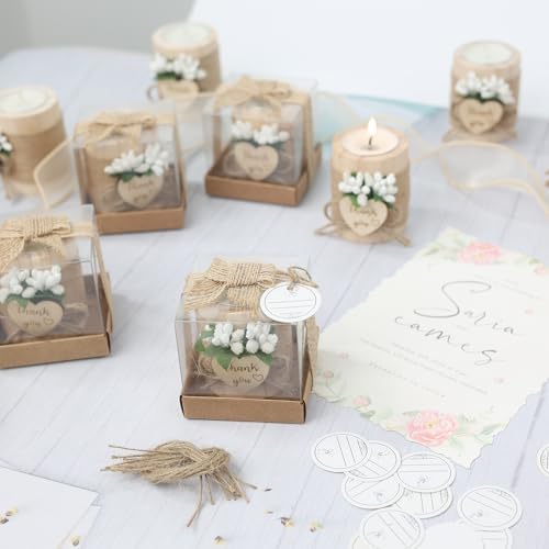 50 Piece Wooden Tealight Candle Holder Set for Wedding Party Guest Favors, Engagement Gift, Guest Return Favors, Bridal Shower Favors for Guests, Baby Shower Guest Favors.(Light Brown) - Image 2