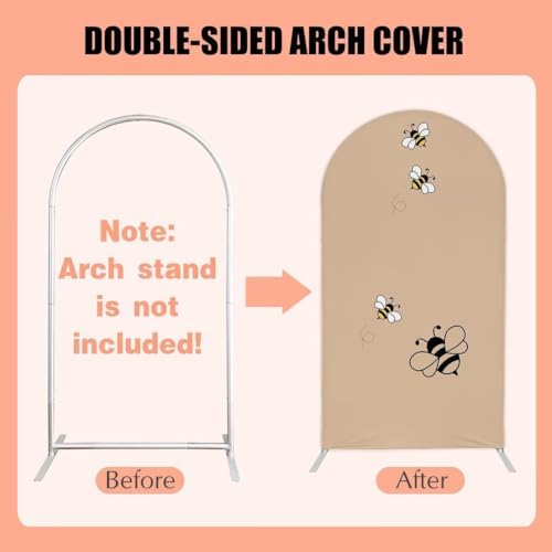 Honey Bee Arch Backdrop Cover 4FT Brown Arch Spandex Cover for Kids Baby Shower Birthday Party Wedding Decoration (No Stand) - Image 5