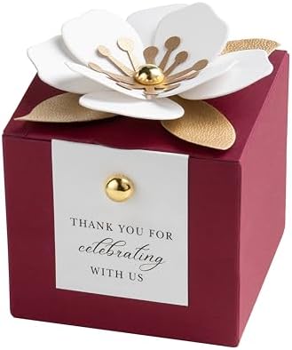 FEIYI 20 PCS Favor Boxes, Burgundy Candy Boxes 2.55x2.55x2.55 by FEIYI