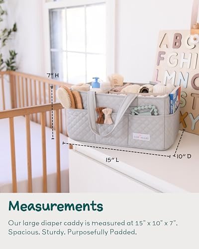Lily Miles Baby Diaper Caddy Organizer, Nursery Storage Tote for Newborn Essentials and Diaper Change Station, Gift for Baby Shower and Registry Must-Have (Heather Gray) - Image 4