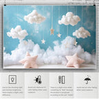 YongFoto Cute Sky Clouds Star Blue Backdrop 10x8ft Kids Photography Background Boy Girl Birthday Baby Shower Cradle Ceremony Party Banner Child Portrait Photoshoot Wallpaper Photo Studio Booth Props - Image 6