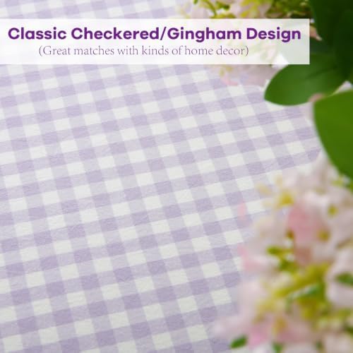 Table Cloth, Lavender White Gingham, Round Dia.90” - Image 5
