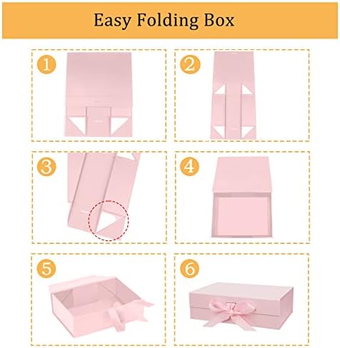DaiUni 5 Pack 10.5"x7.5"x3.1" Pink Magnetic Gift Box with Lids for Present - Image 3