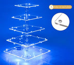 Jusalpha 5 Tier Square Cupcake Stand with Blue Light- Cake Holder for Party - Image 2