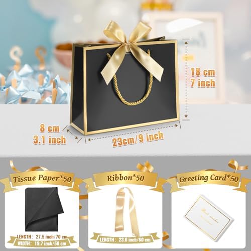 DOYIDE 50 Pcs Thank You Gift Bags with Tissue Paper & Handles, 9x7x3.1inch - Image 4