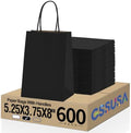 GSSUSA Black Gift Bags 5.25x3.75x8 600Pcs, Paper Bags with Handles Bulk for Small Business by GSSUSA