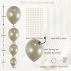Pearl Balloon Arch Kit with 107pcs Double Layer Sand White Balloons & 610 Pearl Stickers, Wedding Balloon Garland Arch for Bridal Shower Baby Shower Engagement Birthday Decorations (Pack of 2) - Image 2