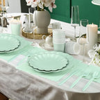 Newtay 350 Pcs Light Green Scalloped Paper Plates Shell Edge Disposable Tableware Cocktail Napkins Cups Plastic Spoons Forks Knives for Wedding Baby Shower Picnic Birthday Party Supply for 50 Guests - Image 6