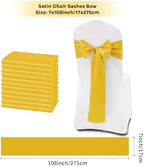 fani Gold Satin Chair Straps Bows,120 PCS 7x108 Inch,Chair Sash - Image 2