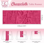 24 Pack Hot Pink Table Runner 10Ft Cheesecloth Table Runner Rustic Gauze Table Runners Romantic Long Sheer Fabric Cheese Cloth Table Runners for Wedding Party Bridal Baby Shower - Image 2