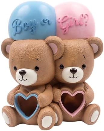 Bear Cake Toppers Gender Reveal Cake Decorations Boy or Girl Bear Figurines Ornament Babies Gender Reveal Decorations Theme Party Supplies by Unknown
