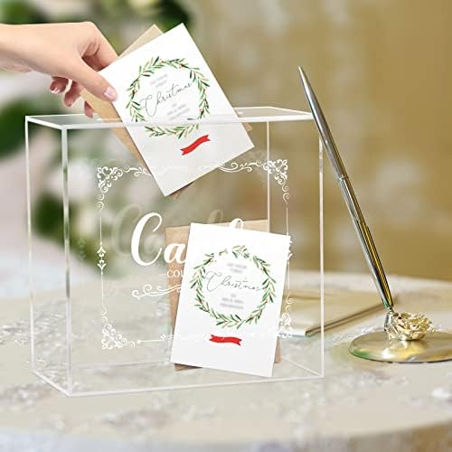 Hxezoc Clear Acrylic Wedding Card Box Large DIY Card Boxes with 4 "Card Text Stickers Gift Money Box Holder for Wedding Reception Anniversary Birthday Party Baby Shower Graduation Decorations - Image 3