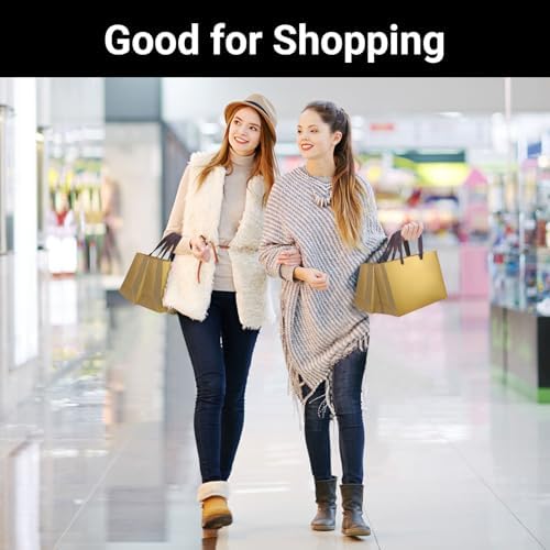 EUSOAR Small Paper Bags, 50pcs 8.6"x3.9"x7 Gold Gift Wrap Bags with Handles Bulk, Retail Shopping Merchandise Wrapping Paper Bags for Craft Grocery, Business, Wedding Birthday Party Favor - Image 4