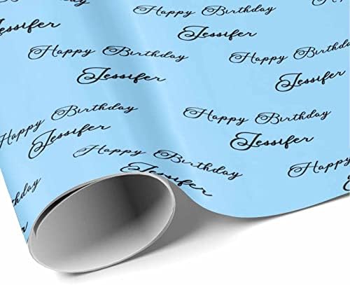 Personalized Photo Wrapping Paper, Custom Face Gift Wrapping Paper Roll with Printed Picture Happy Birthday with Name Sky Blue for Friend Grandma Grandpa Birthday Wedding Christmas Gifts 5 Rolls - Image 3