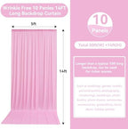 50ftx14FT Wrinkle Free Pastel Pink Backdrop Curtain for Wedding Parties - Image 2