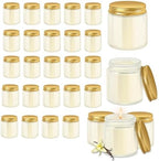 24 Pcs 4 Oz Mason Jar Candles, Vanilla Scented Soy Candles Bulk Set for Stress Relief and Relaxation, Great Favors for Wedding, Christmas, Housewarming Gifts (Gold, Vanilla, 24) by Unknown