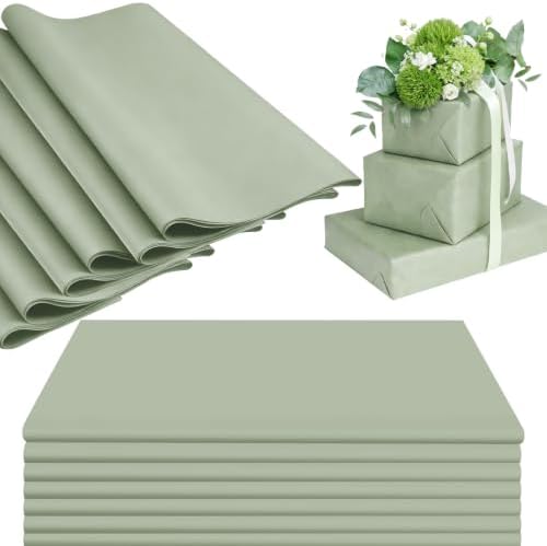 500 Sheets Sage Green Tissue Paper Bulk, 14'' x 20'' Solid Color Wrapping Tissue Paper for Home Party Bridal Shower Baby Shower Gift Wrapping Supplies (Sage Green) by Unknown