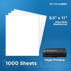 OnlineLabels 8.5" x 11" Sticker Paper - Waterproof Matte - Inkjet Only - Image 6