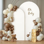 2 Set-6.6FT, 5FT Ivory Arch Backdrop Cover,Spandex Fitted Wedding Arch Stand Covers Round Top Chiara Arch Backdrop Stands Cover for Birthday Party Banquet Photo Background Decoration - Image 4